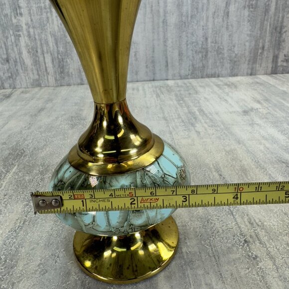 DELFT Holland Hand Painted Ceramic and Brass Vase - Picture 10 of 11